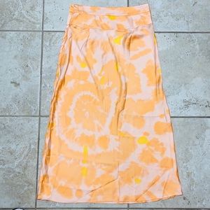 Free People Normani Bias Orange Tie Dye Skirt
